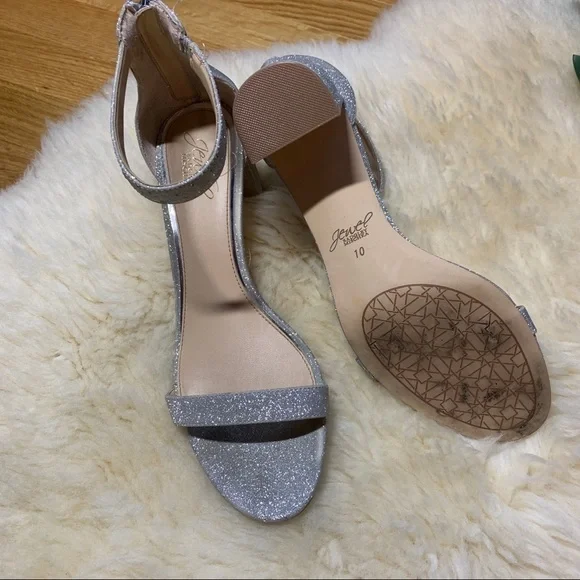 BHLDN Badgley Mischka JEWEL Silver Glitter Heels 10